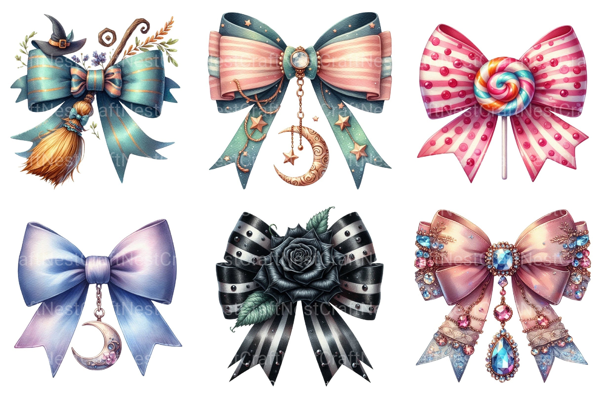 Halloween Coquette Bow Clipart Bundle 7 - CraftNest - Digital Crafting and Art