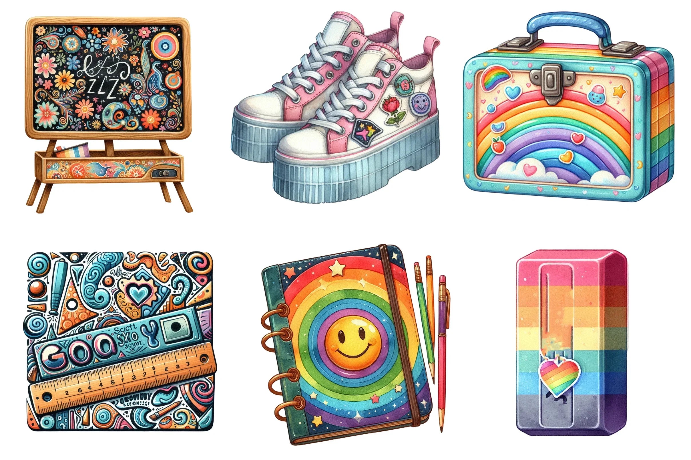 Groovy School Clipart Bundle - CraftNest - Digital Crafting and Art