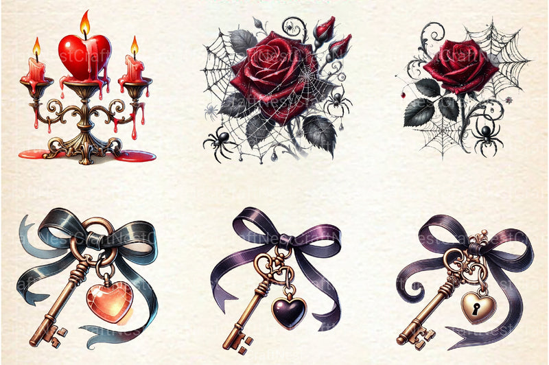 Gothic Valentine's Day Clipart Bundle 5 - CraftNest - Digital Crafting and Art
