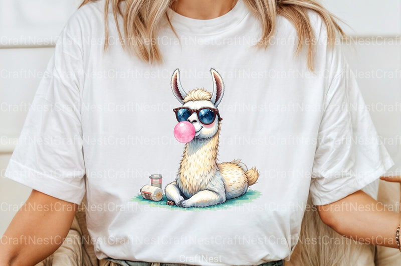 Funny Llama and Bubble Gum Clipart Bundle - CraftNest - Digital Crafting and Art