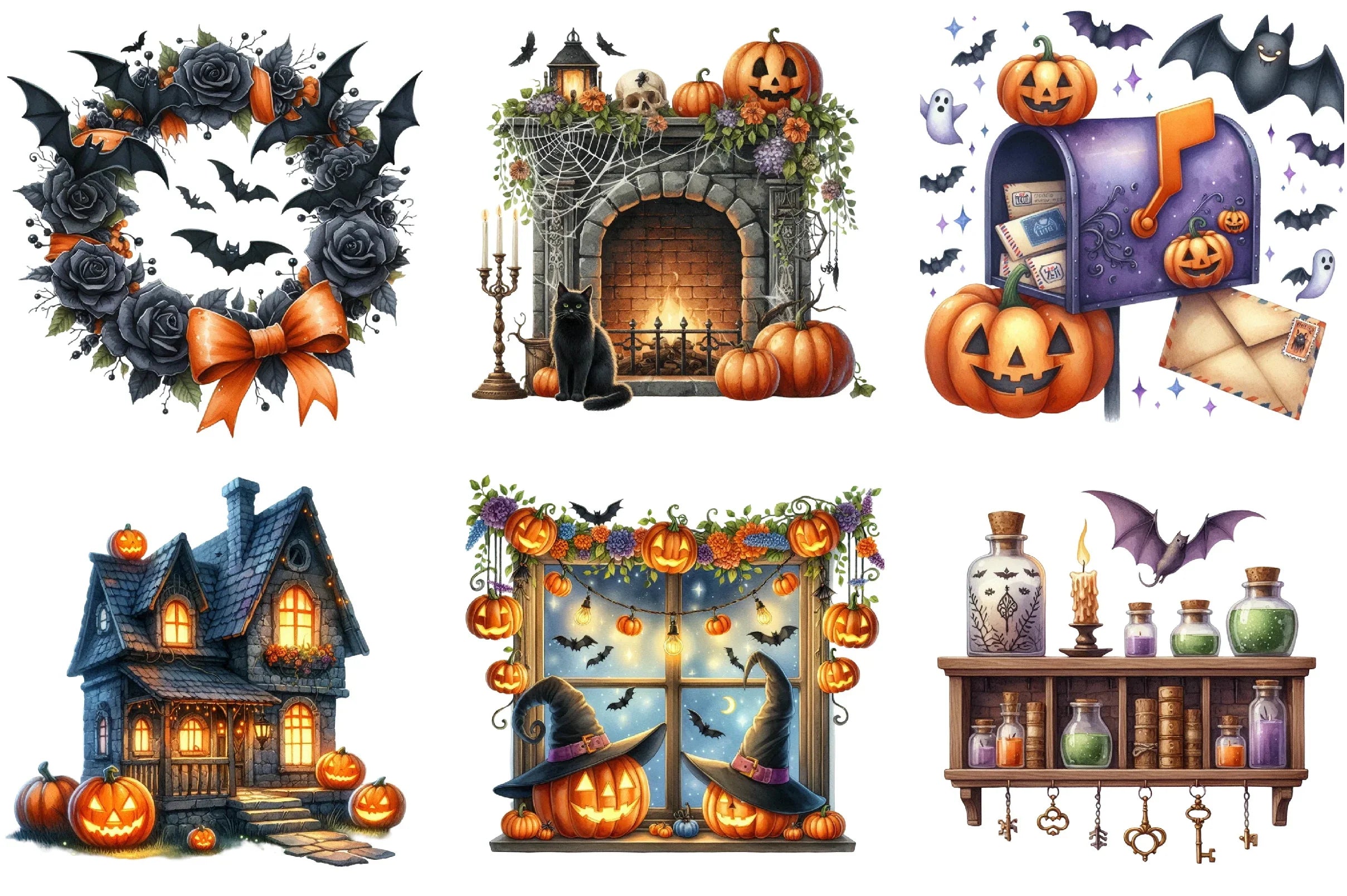 Halloween Home Clipart Bundle - CraftNest - Digital Crafting and Art
