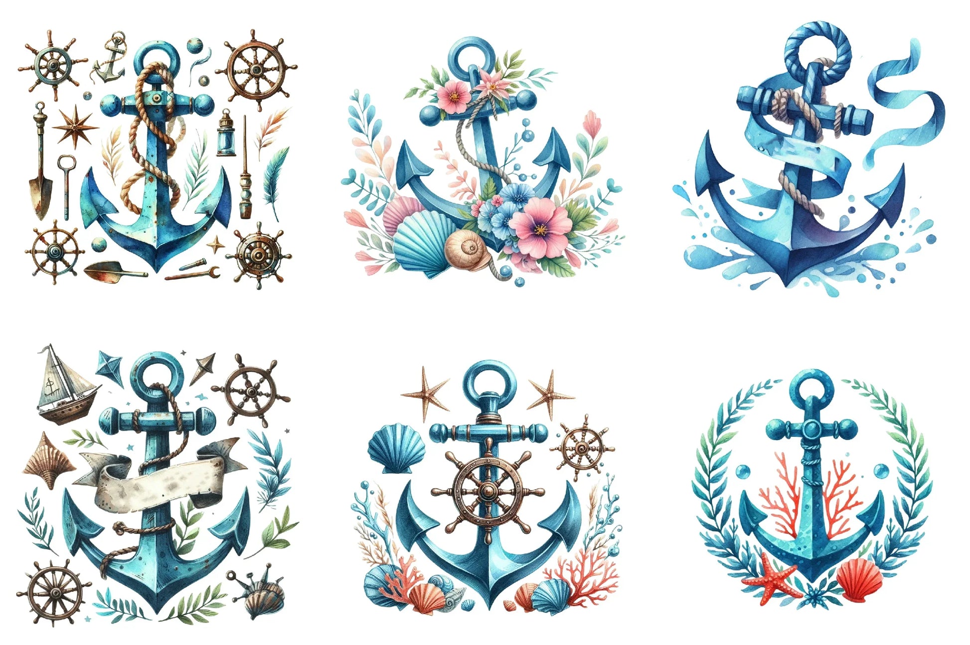 Blue Anchor Clipart Bundle - CraftNest - Digital Crafting and Art