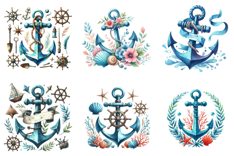 Blue Anchor Clipart Bundle - CraftNest - Digital Crafting and Art