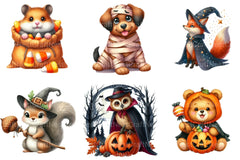 Cute Animal Halloween Clipart Bundle - CraftNest - Digital Crafting and Art