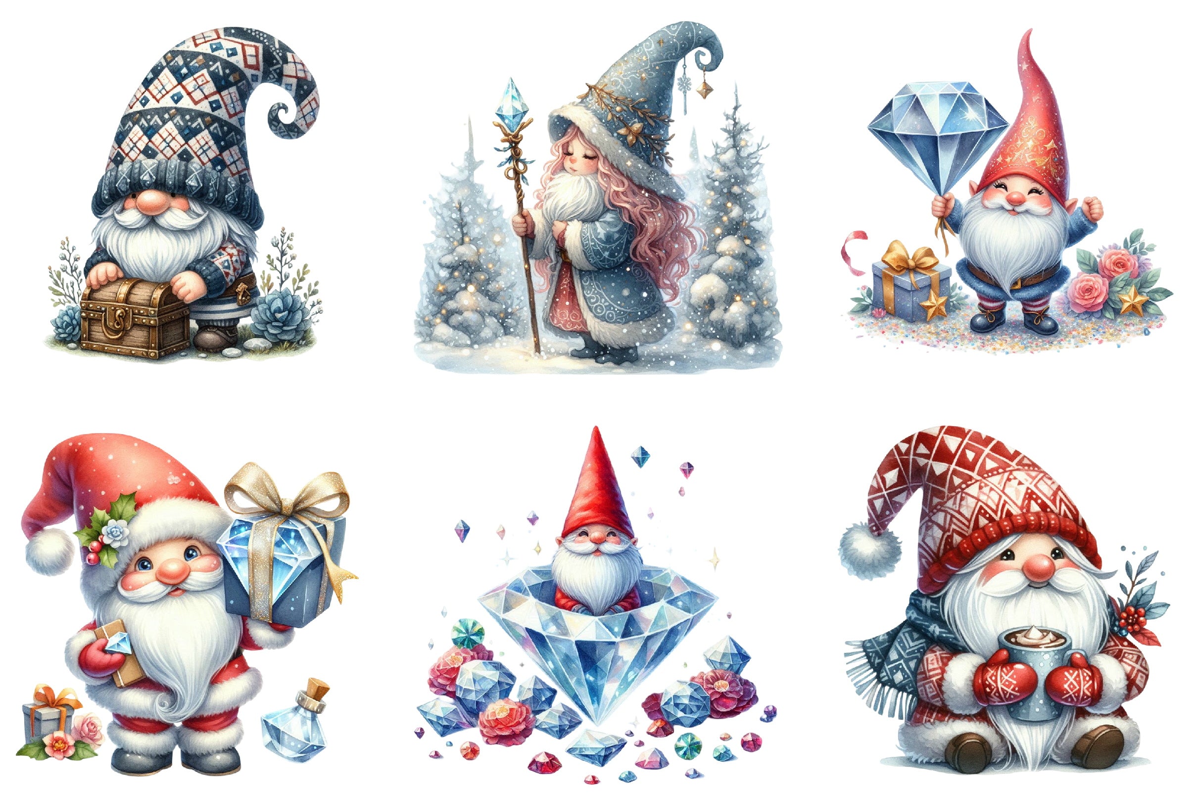 Diamond Gnome Clipart Bundle