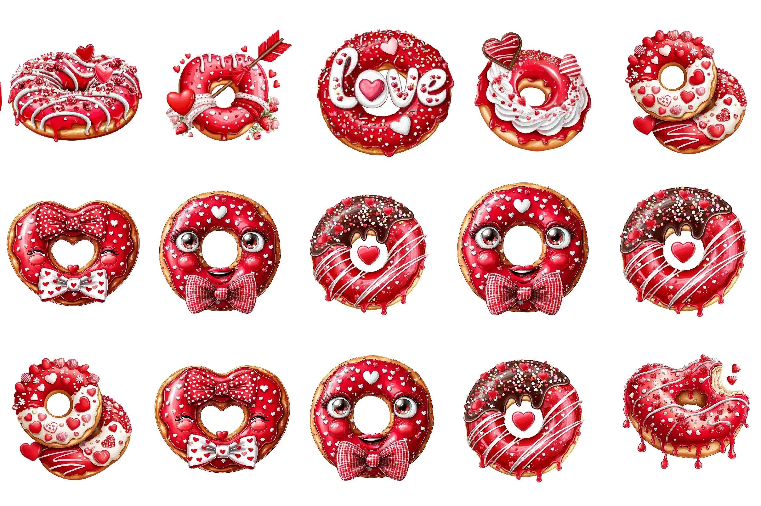 Valentine Donut Clipart Bundle - CraftNest - Digital Crafting and Art