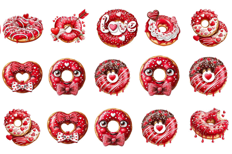 Valentine Donut Clipart Bundle - CraftNest - Digital Crafting and Art