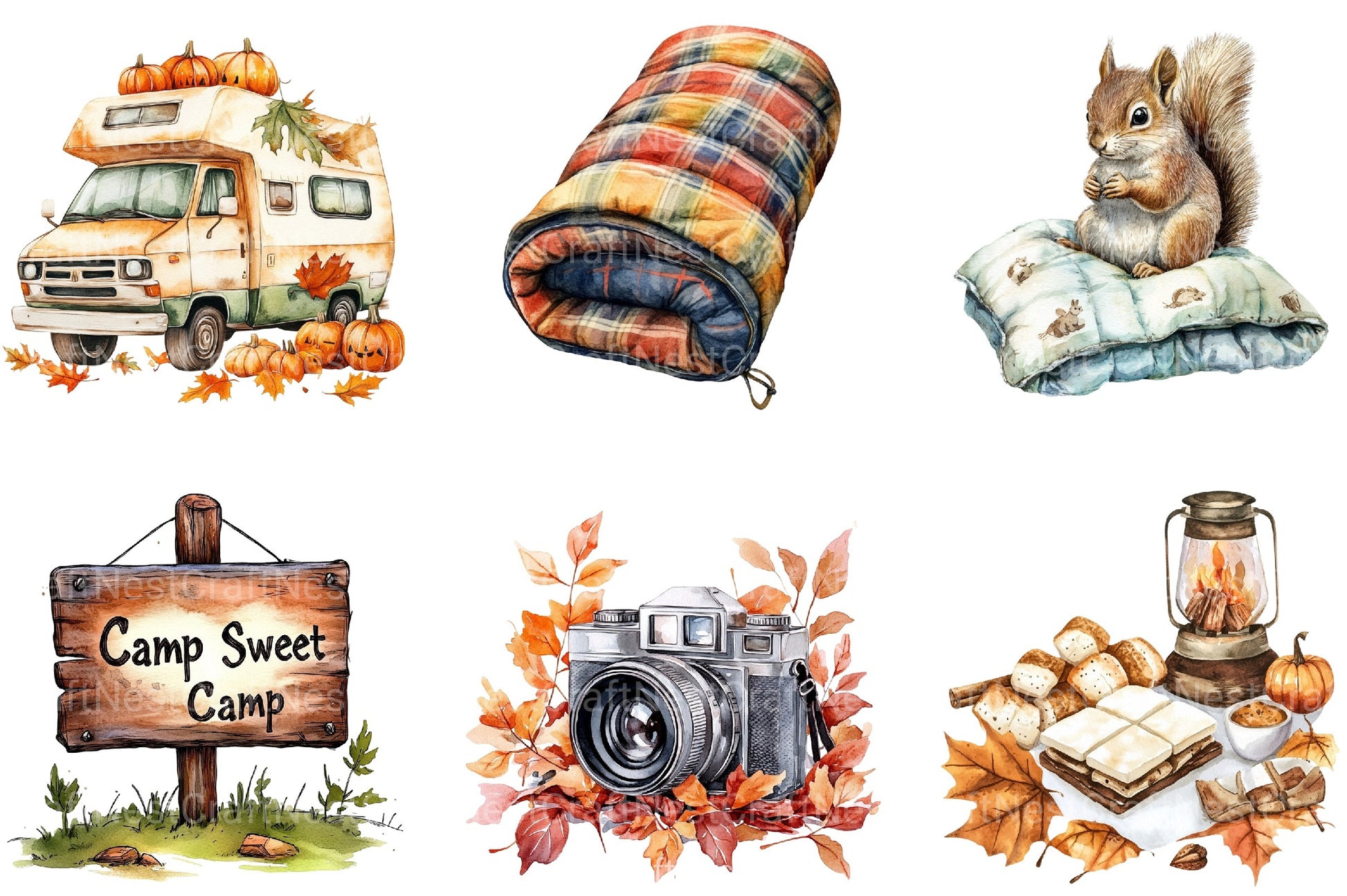 Autumn Camping Trip Clipart Bundle 1 - CraftNest - Digital Crafting and Art