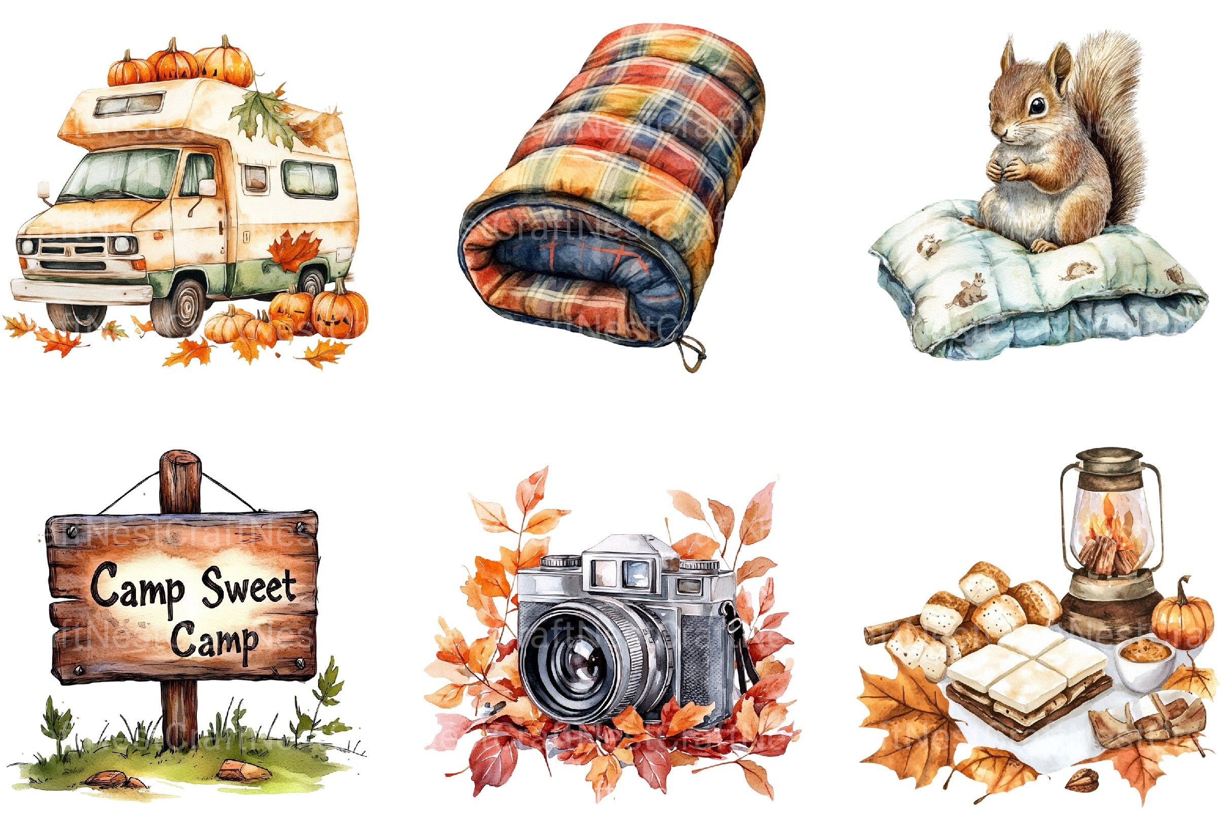 Autumn Camping Trip Clipart Bundle 1 - CraftNest - Digital Crafting and Art