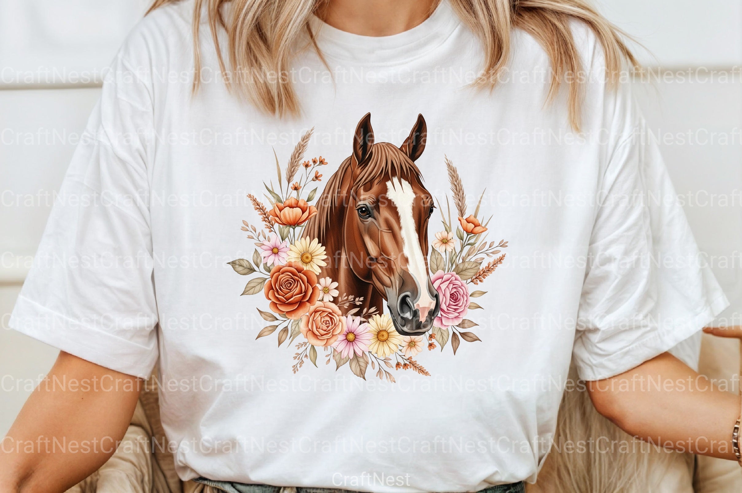 Brown Boho Floral Horse Clipart Bundle - CraftNest - Digital Crafting and Art