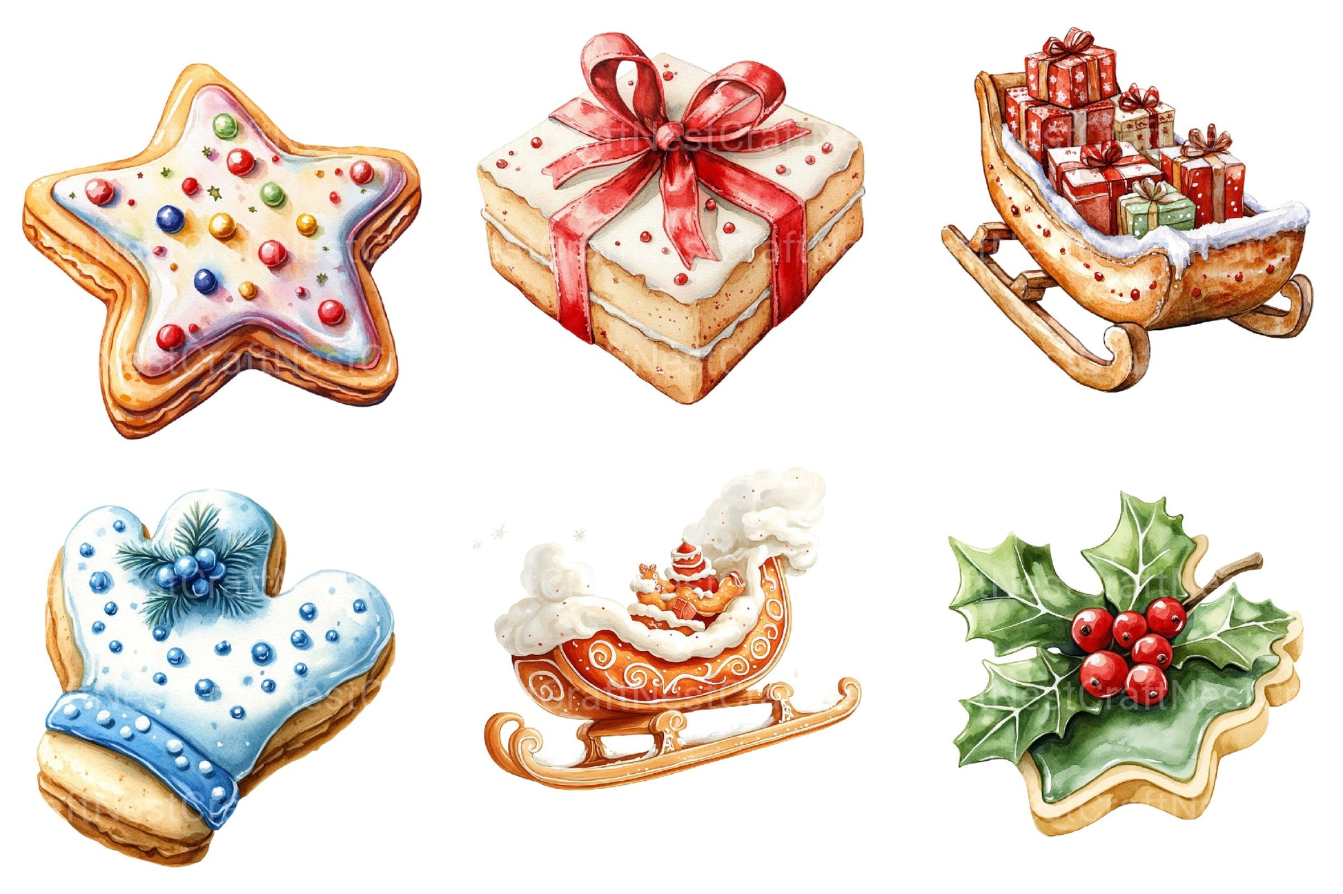 Christmas Cookies Cartoon Clipart Bundle - CraftNest - Digital Crafting and Art