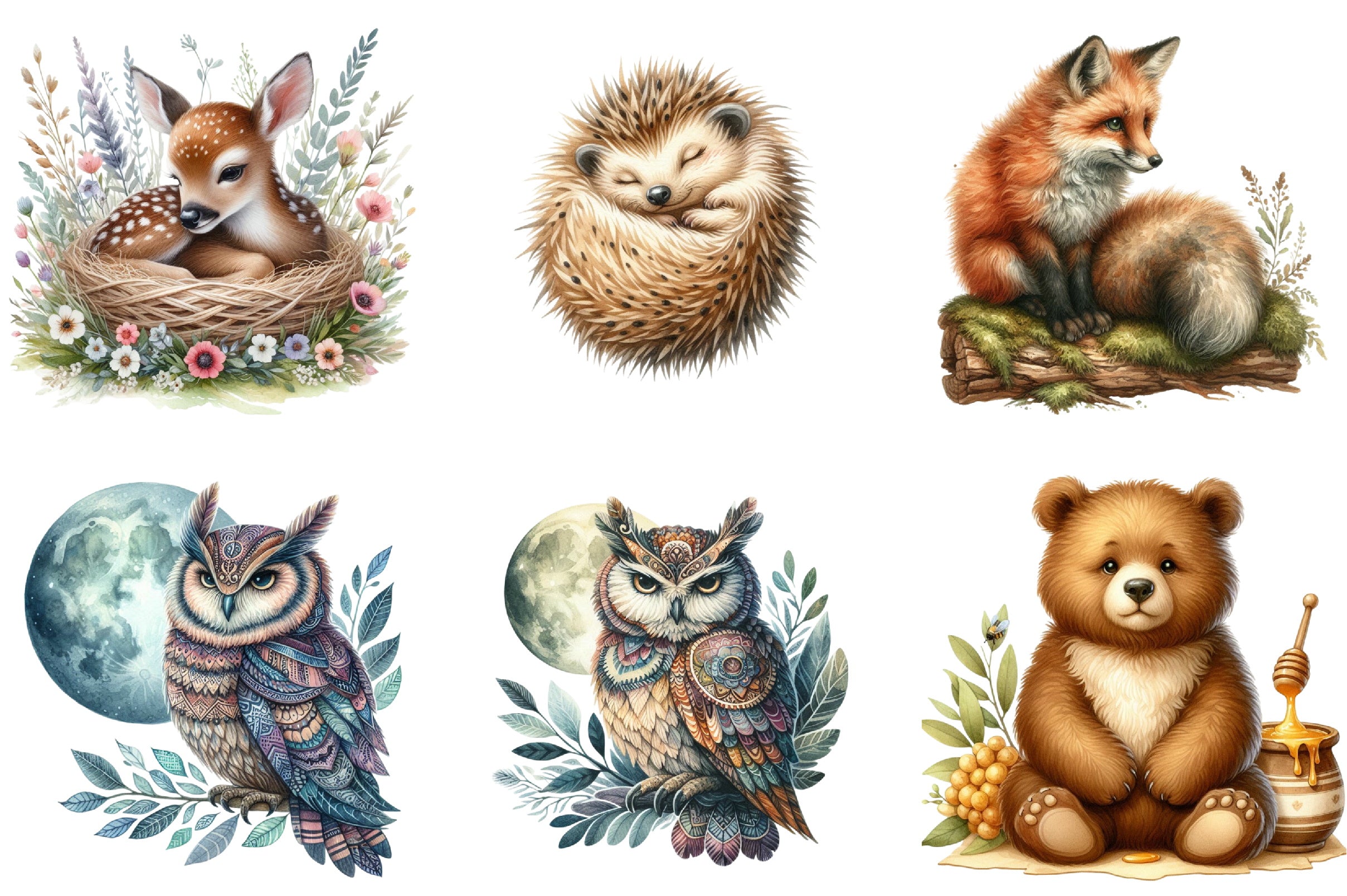 Woodland Animals Design Clipart Bundle