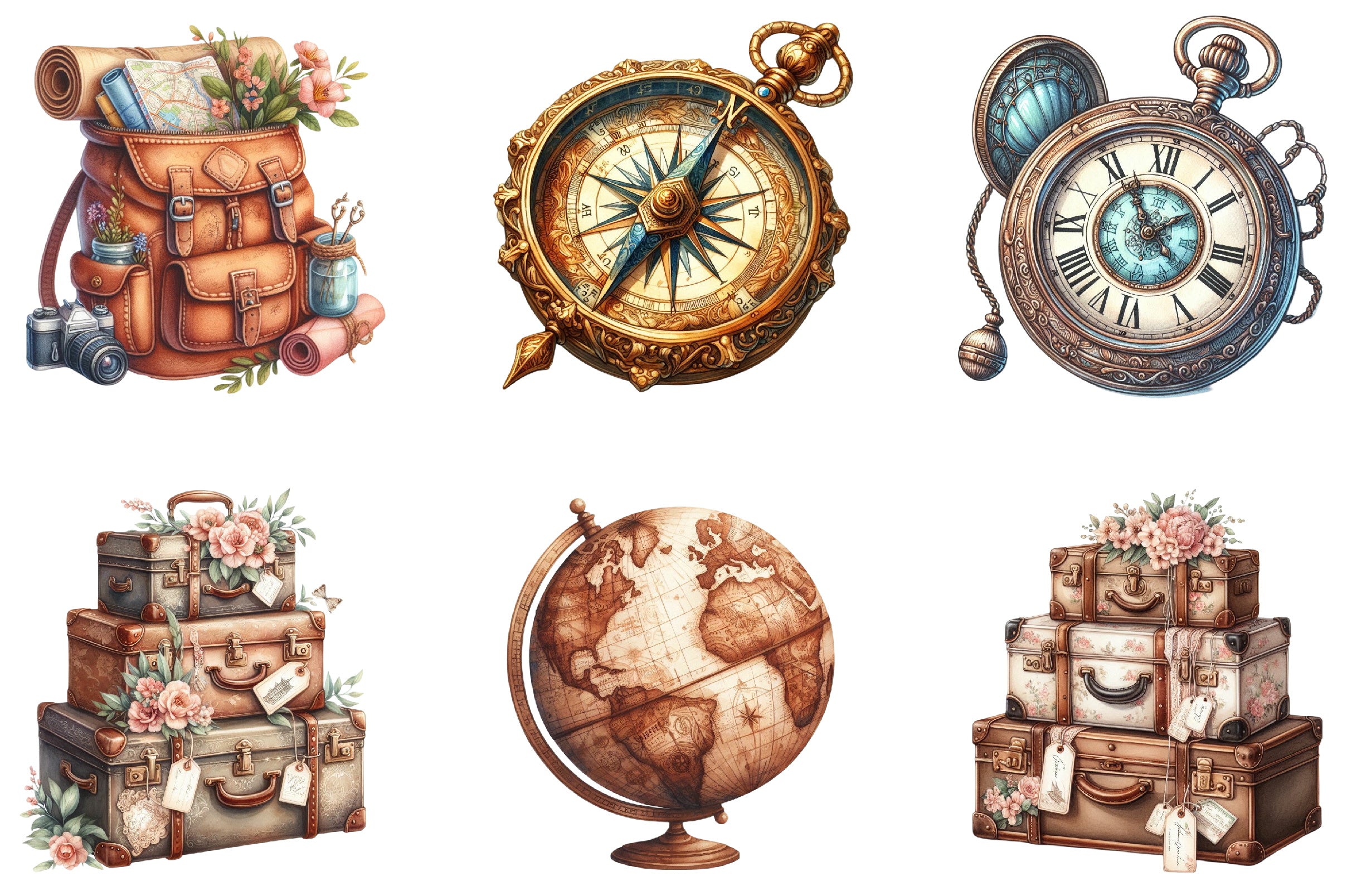 Vintage Travel Clipart Bundle