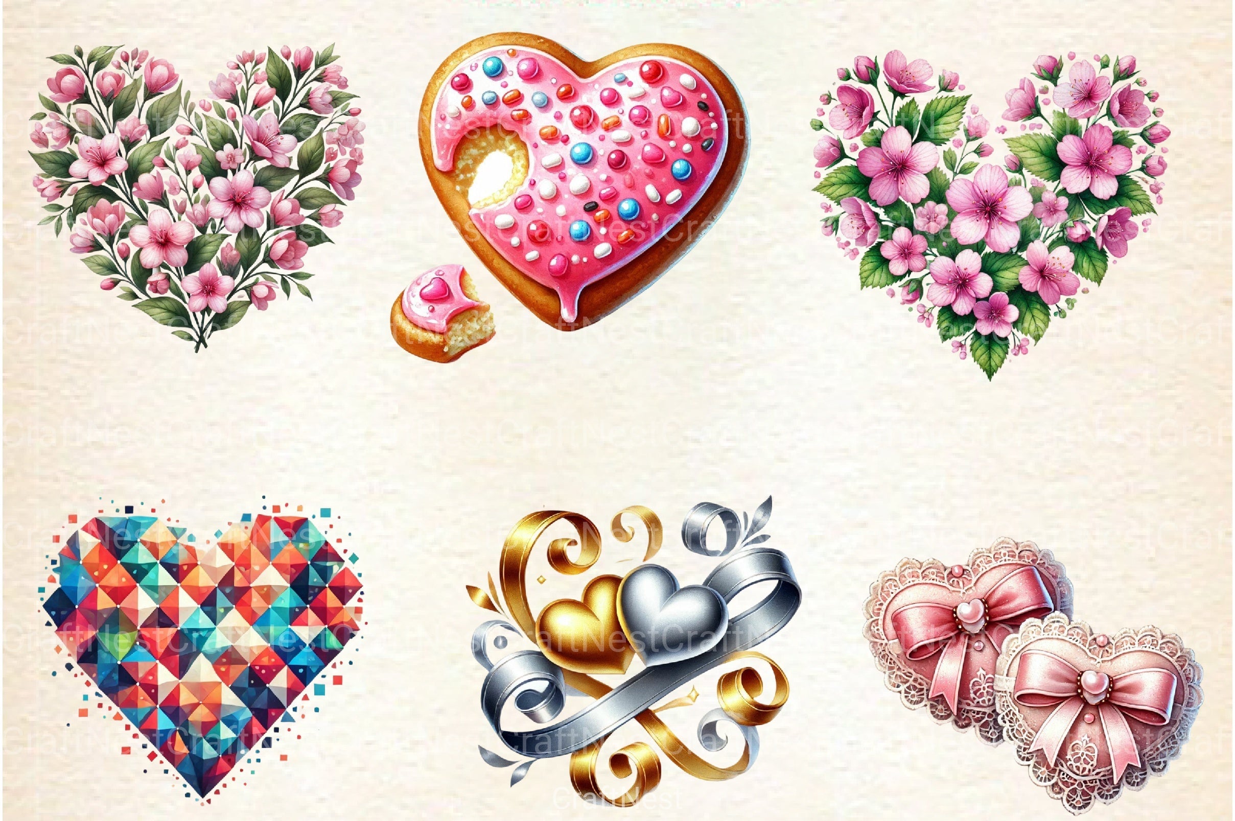 Valentine Heart Romantic Love Clipart Bundle - CraftNest - Digital Crafting and Art