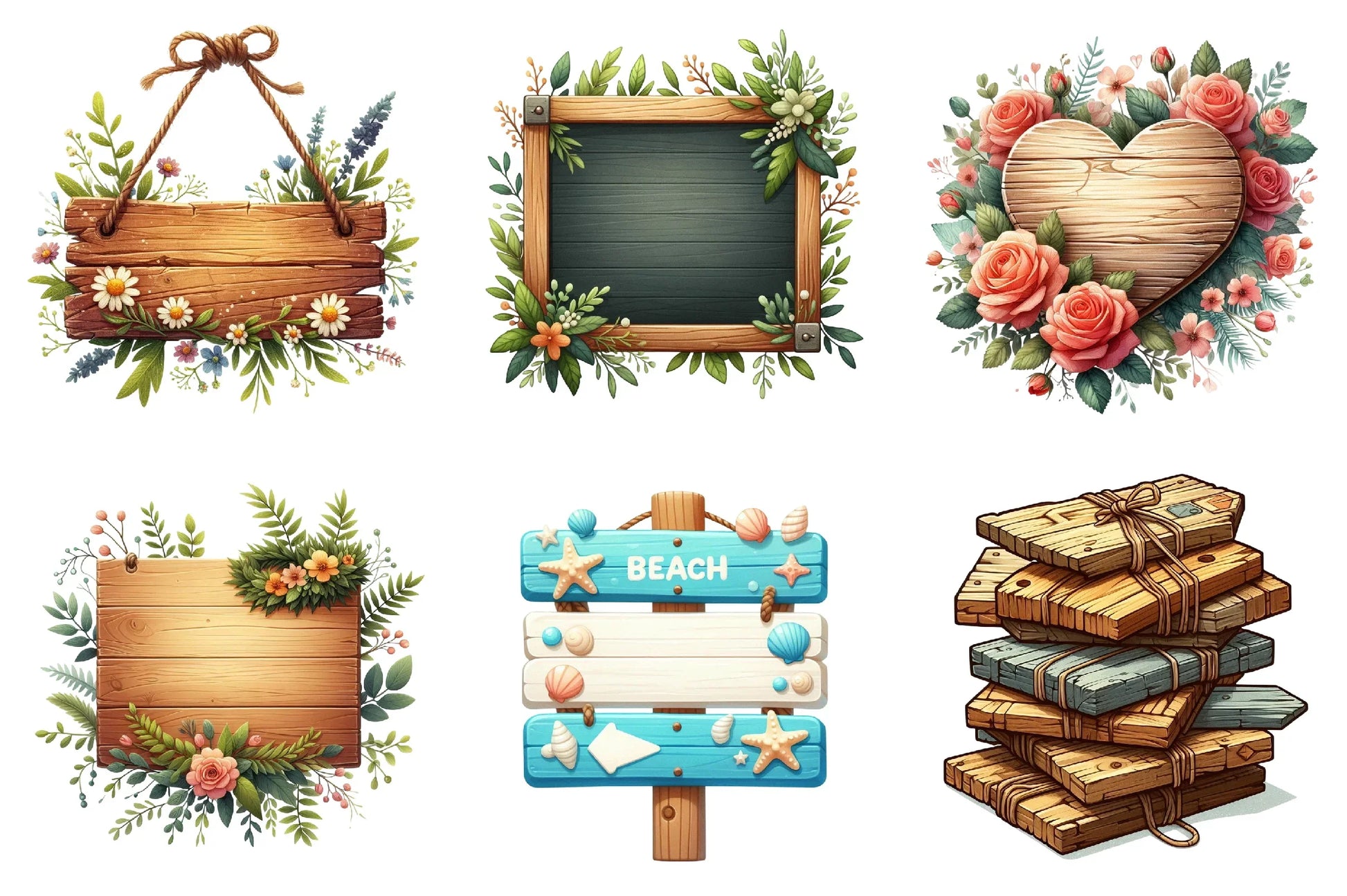 Wood Sign Clipart Bundle - CraftNest - Digital Crafting and Art