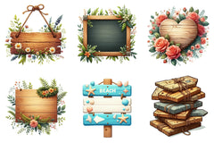 Wood Sign Clipart Bundle - CraftNest - Digital Crafting and Art