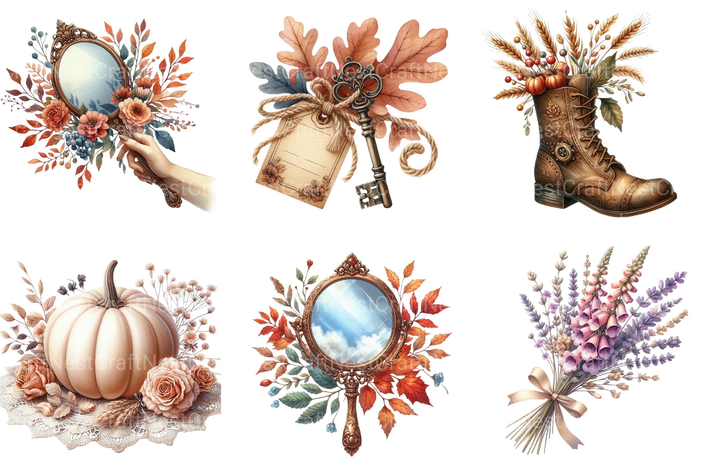 Victorian Cottagecore Fall Clipart - CraftNest - Digital Crafting and Art