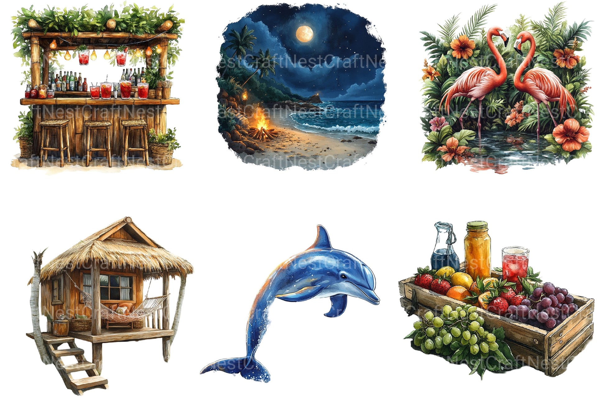 Summer Beach View Clipart Bundle - CraftNest - Digital Crafting and Art