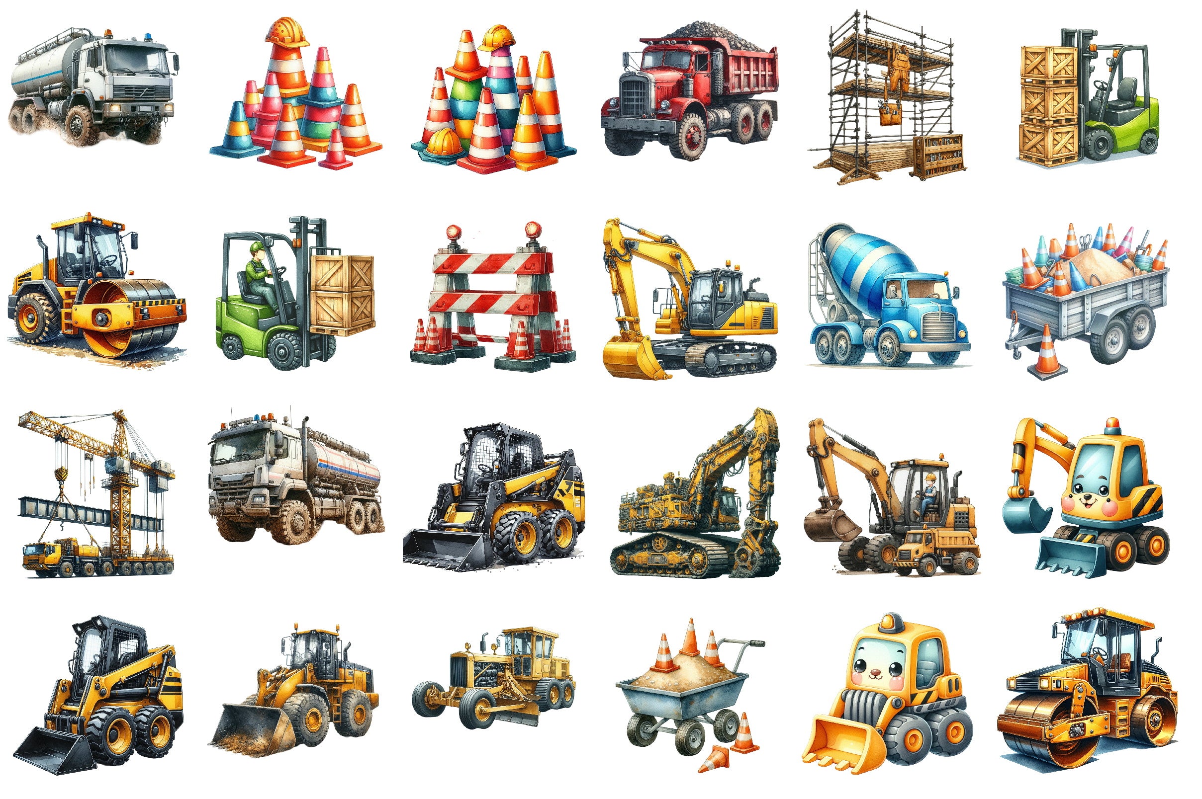 Construction Vehicles Clipart Bundle