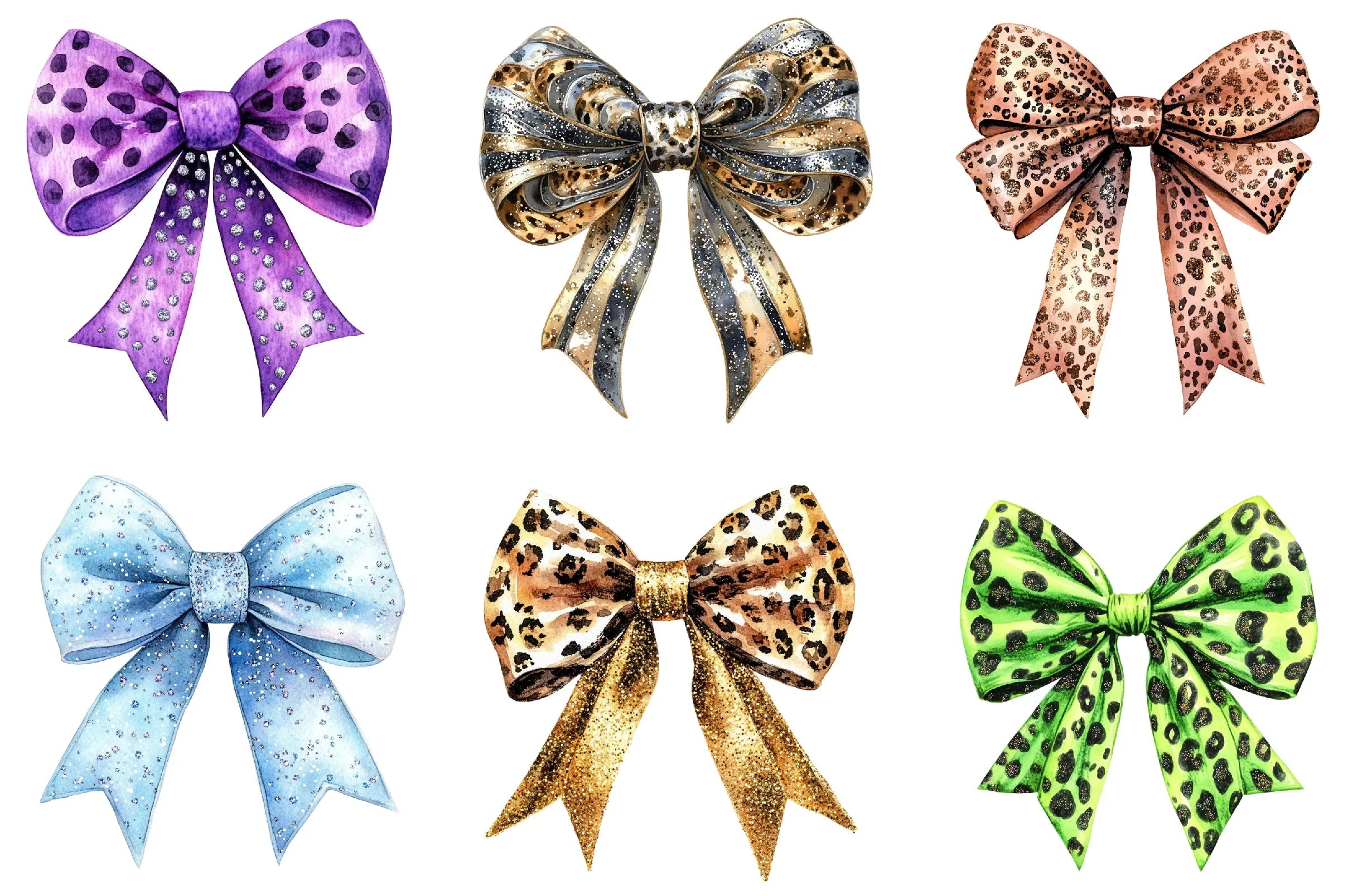 Leopard Glitter Bow Clipart Bundle - CraftNest - Digital Crafting and Art