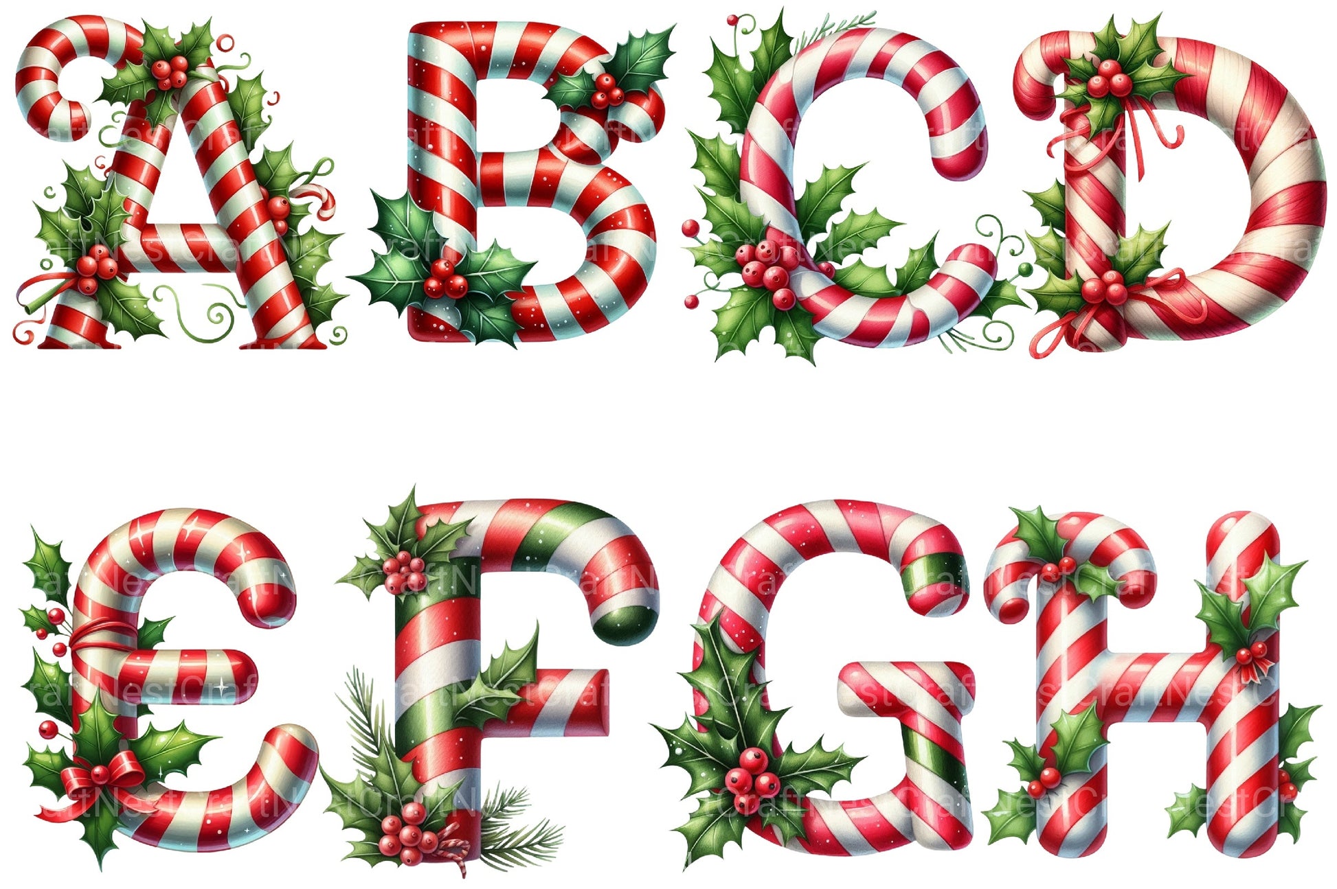 Christmas Alphabet Clipart Bundle 8 - CraftNest - Digital Crafting and Art