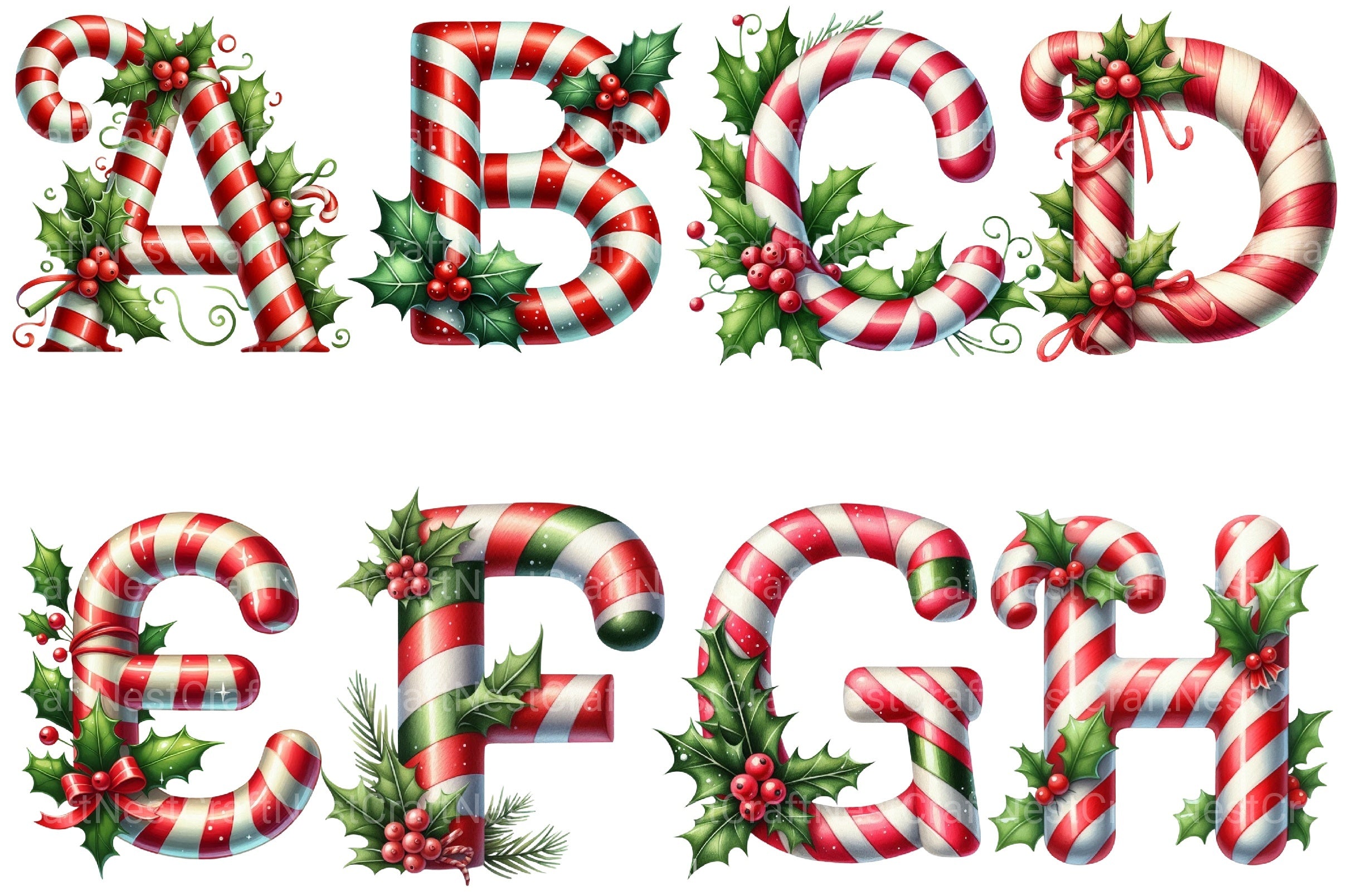 Christmas Alphabet Clipart Bundle 8 - CraftNest - Digital Crafting and Art