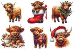 Christmas Highland Cows Clipart Bundle 34 - CraftNest - Digital Crafting and Art