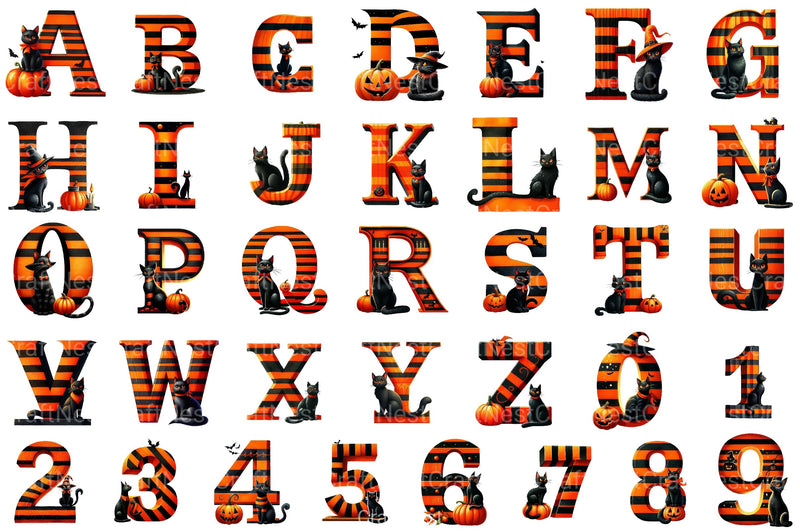 Retro Halloween Letter Clipart Bundle - CraftNest - Digital Crafting and Art