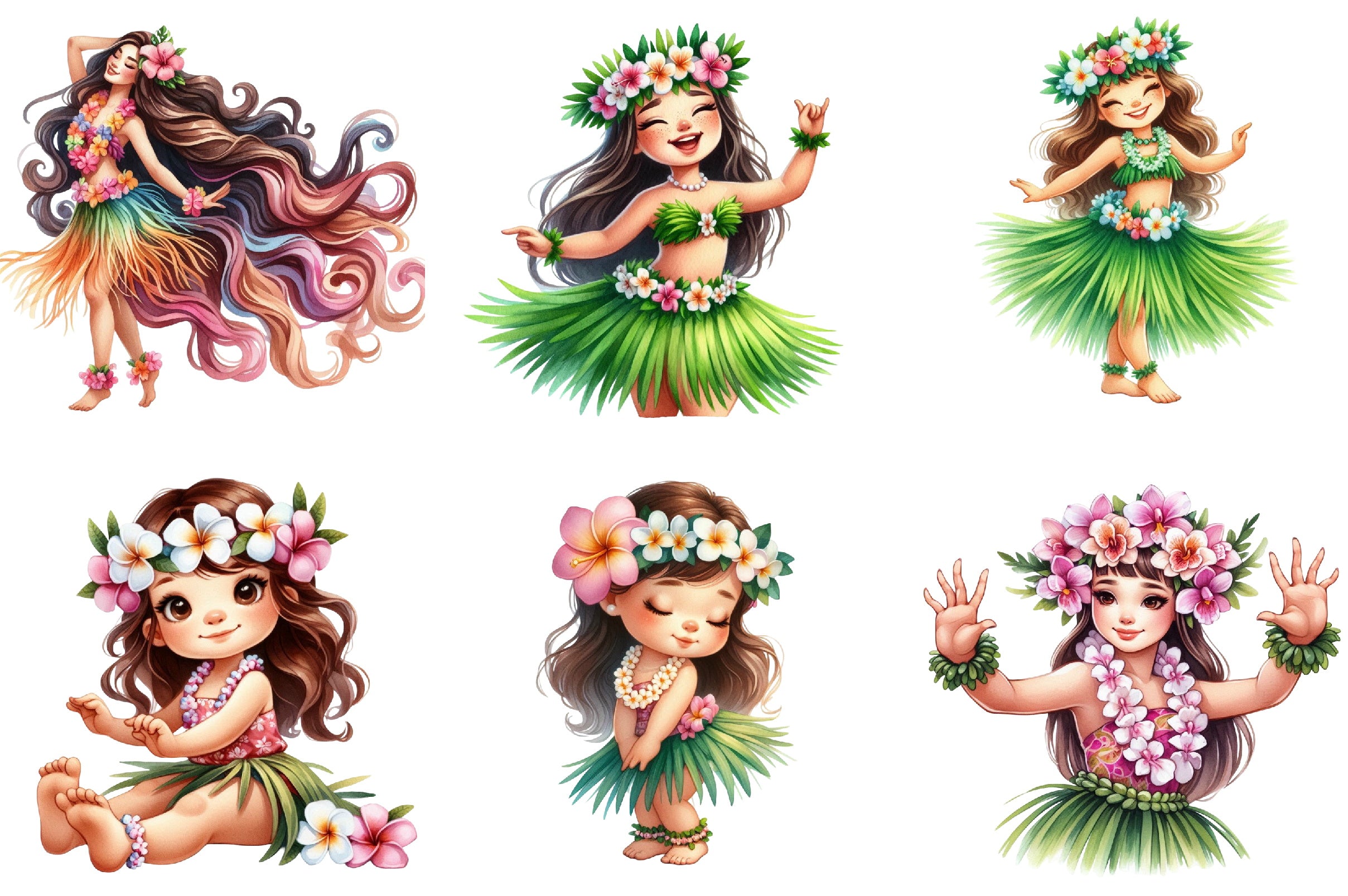 Hula Girl Clipart Bundle