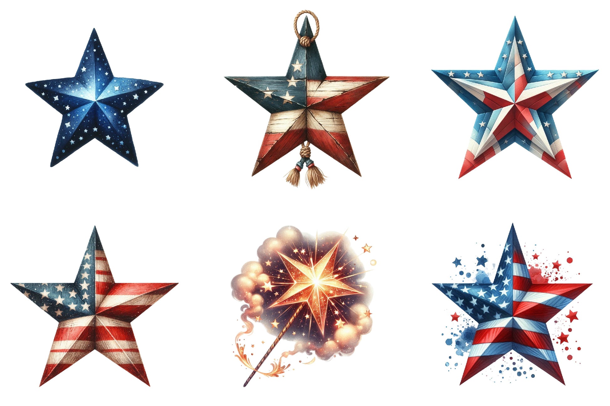 4th of July Star Clipart Bundle - CraftNest - Digital Crafting and Art