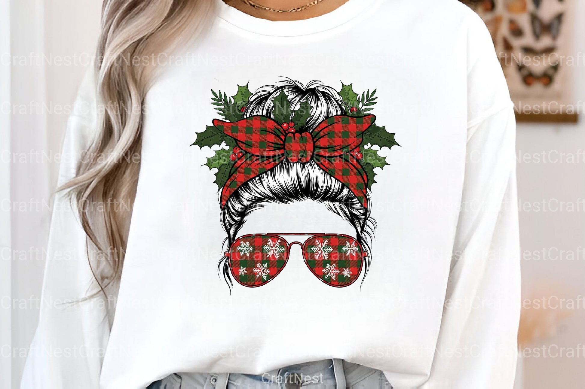 Christmas Messy Bun Design Clipart Bundle - CraftNest - Digital Crafting and Art