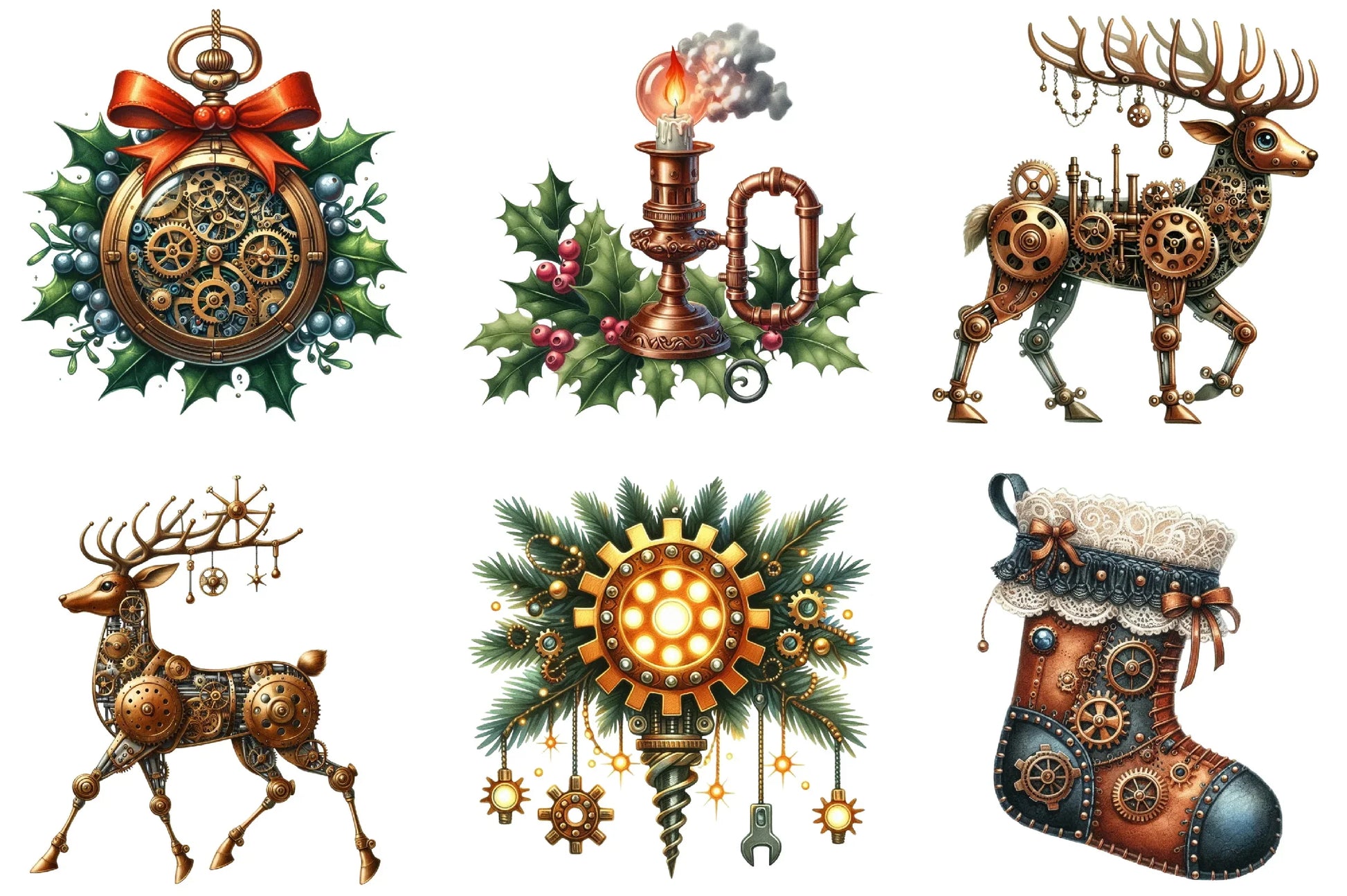 Steampunk Christmas Clipart Bundle P2 - CraftNest - Digital Crafting and Art