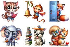 Funny Animal Back to School Clipart Bundle - CraftNest - Digital Crafting and Art