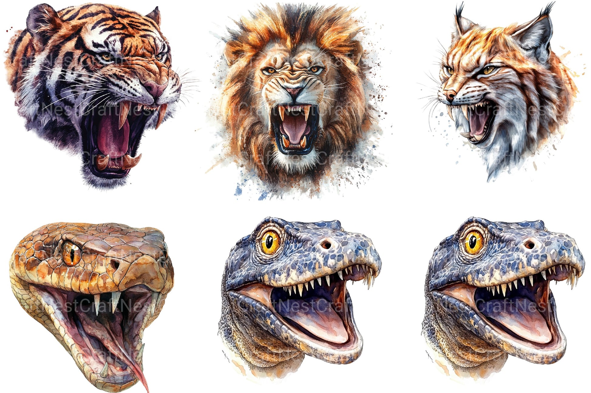 Aggressive Animal Head Clipart Bundle - CraftNest - Digital Crafting and Art