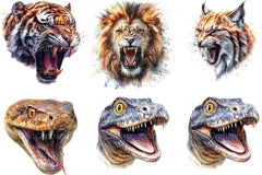Aggressive Animal Head Clipart Bundle - CraftNest - Digital Crafting and Art