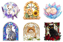 Cat Floral Stained Glass Clipart Bundle - CraftNest - Digital Crafting and Art
