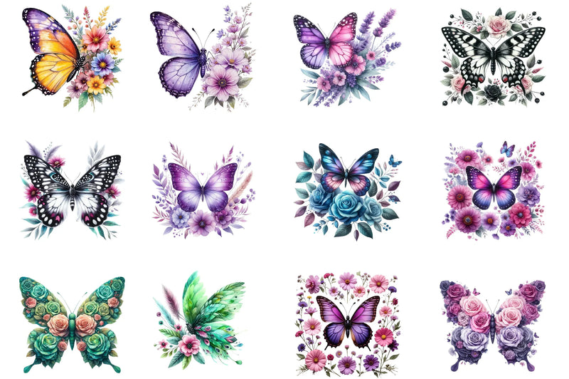 Butterfly Flowers Clipart Bundle - CraftNest - Digital Crafting and Art