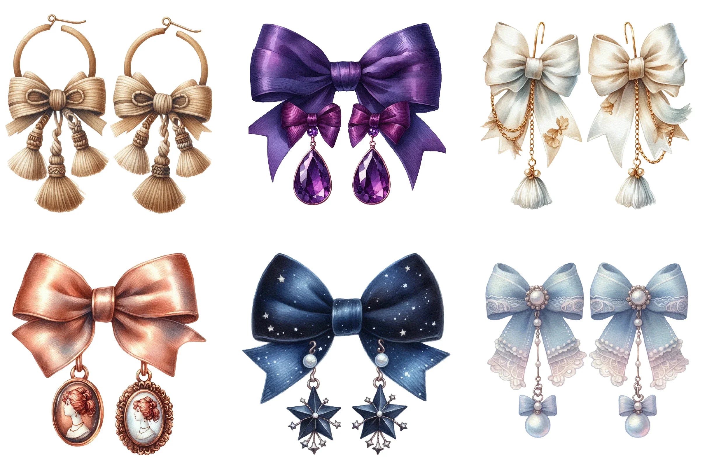 Bow Knot Earrings Clipart Bundle - CraftNest - Digital Crafting and Art