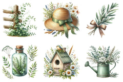 Sage Green Spring Clipart Bundle - CraftNest - Digital Crafting and Art