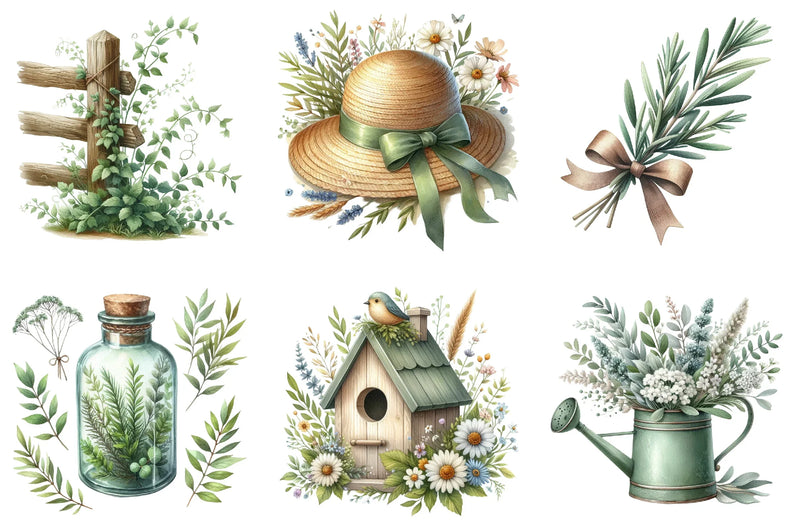 Sage Green Spring Clipart Bundle - CraftNest - Digital Crafting and Art