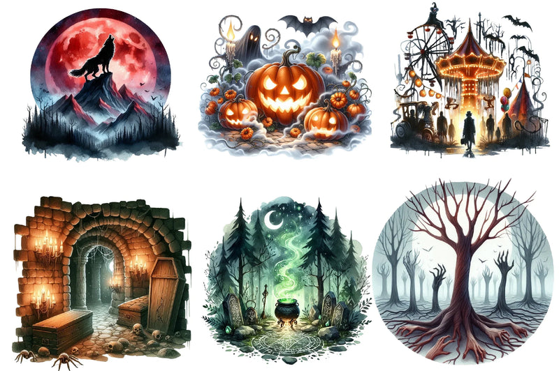 Scary Halloween Background Clipart Bundle - CraftNest - Digital Crafting and Art