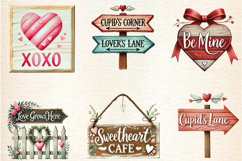 Valentine's Day Wooden Sign Clipart Bundle - CraftNest - Digital Crafting and Art