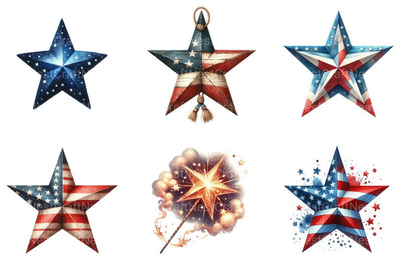 4th of July Star Clipart Bundle 76 - CraftNest - Digital Crafting and Art