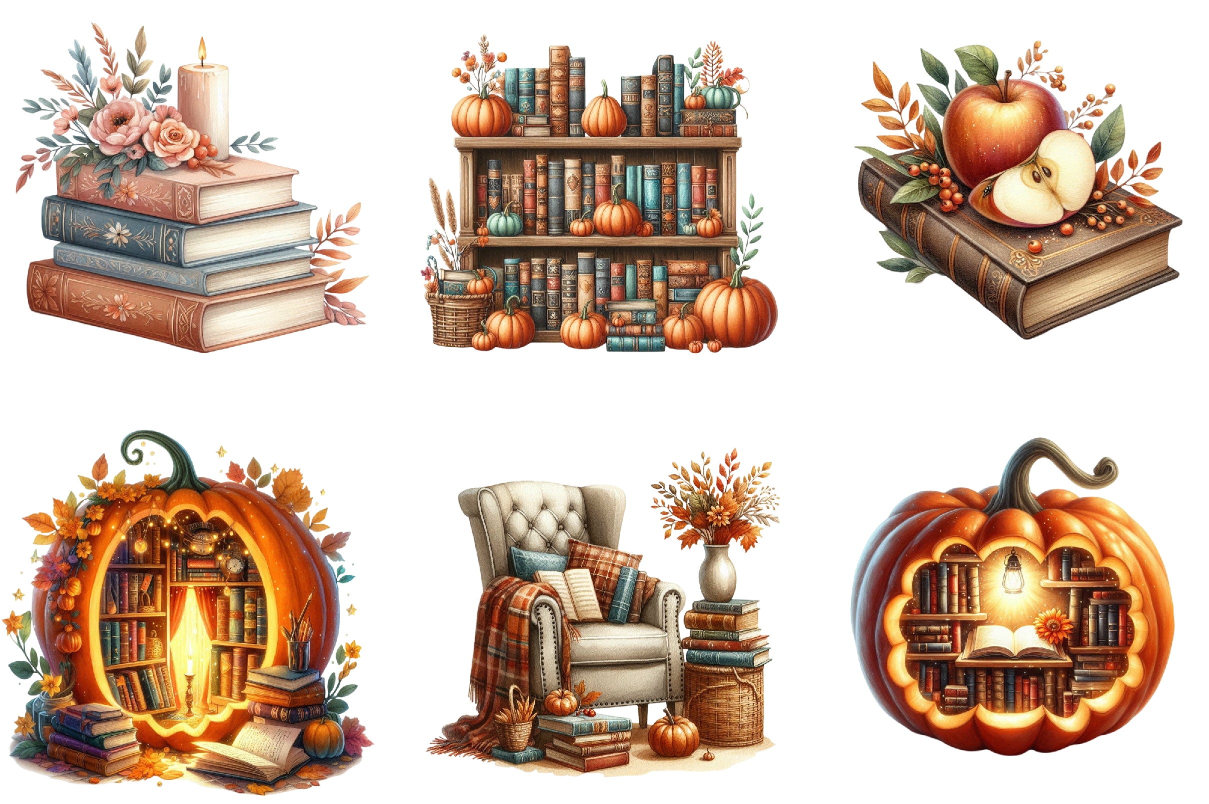 Autumn Books Clipart Bundle
