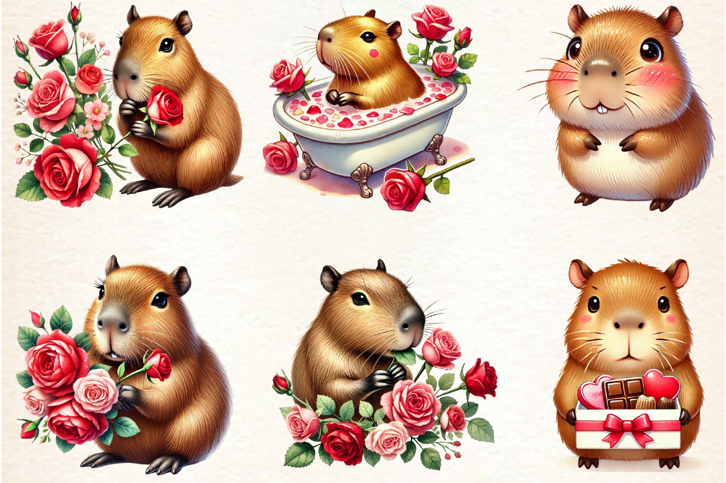Capybara Valentine Clipart Bundle