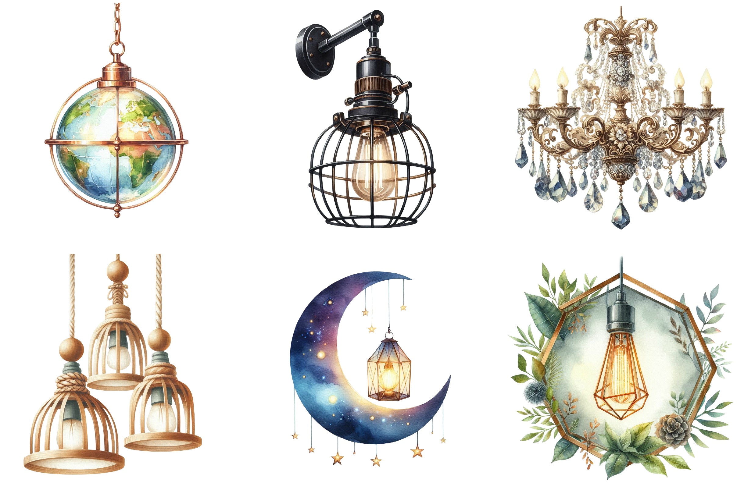 Hanging Light Clipart Bundle