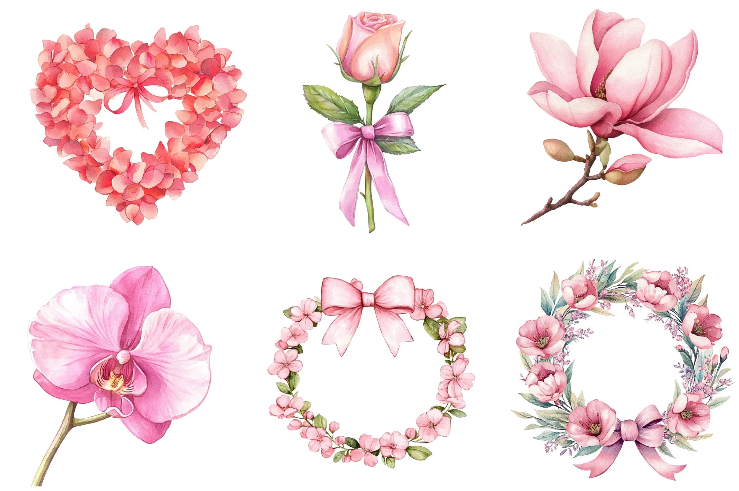 Pink Flowers Breast Cancer Awareness Clipart Bundle - CraftNest - Digital Crafting and Art