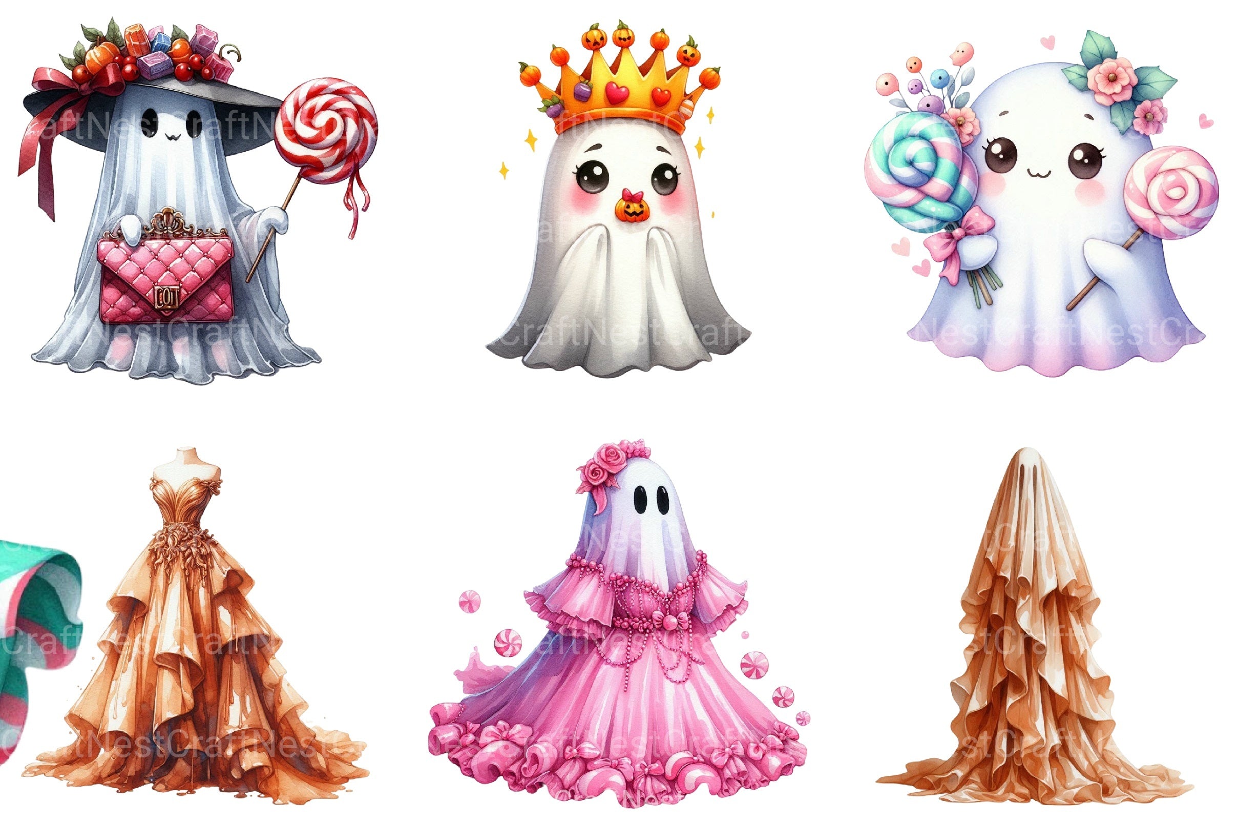 Candy Couture Ghost Halloween Clipart Bundle - CraftNest - Digital Crafting and Art