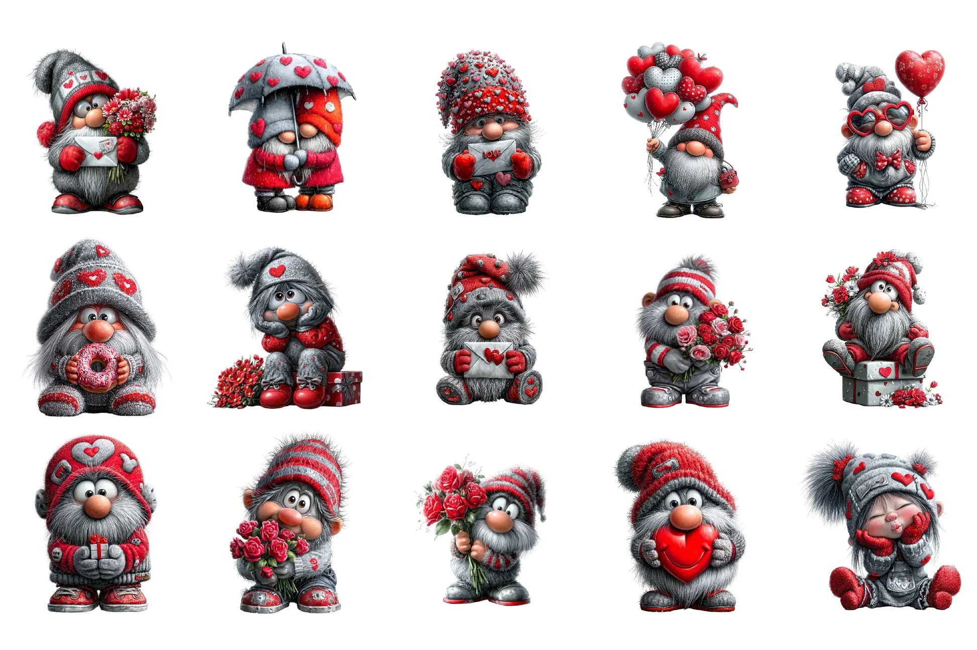 Valentine Gnome Clipart Design Bundle - CraftNest - Digital Crafting and Art