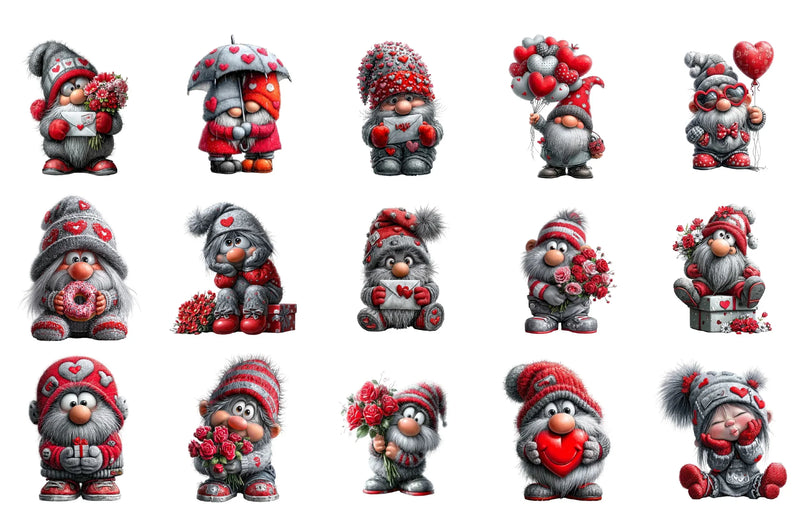 Valentine Gnome Clipart Design Bundle - CraftNest - Digital Crafting and Art